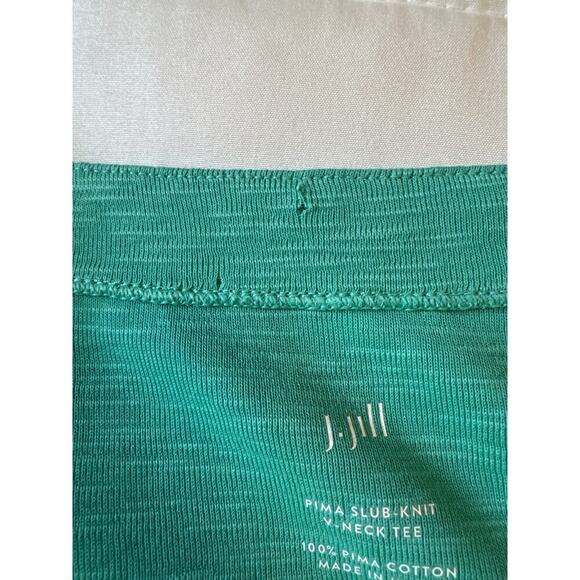 J Jill Womens 100% Pima Cotton Slub-Knit  V-neck Tee Green 3/4 Sleeves Size XL - Picture 8 of 9